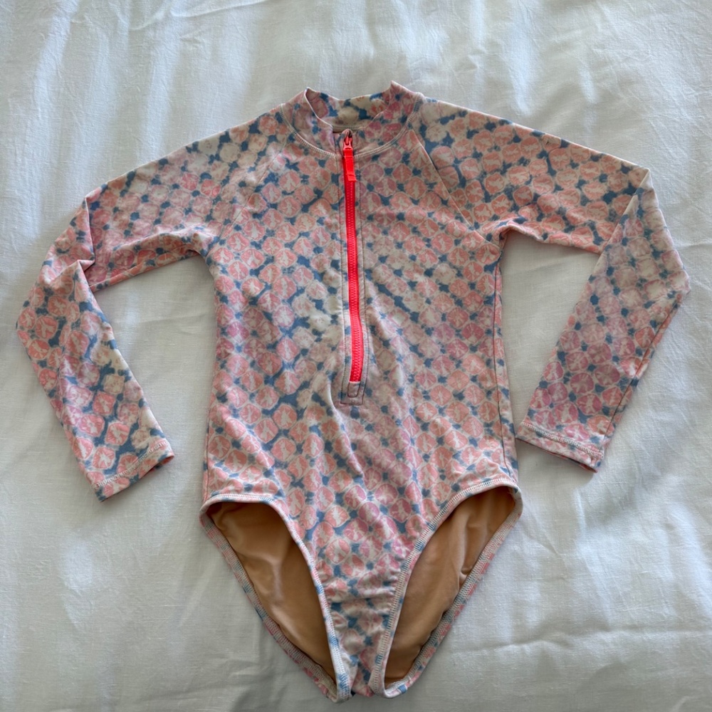 Jcrew Crewcuts Pink Bathing Suit Rashguard Girls Size 6/7
